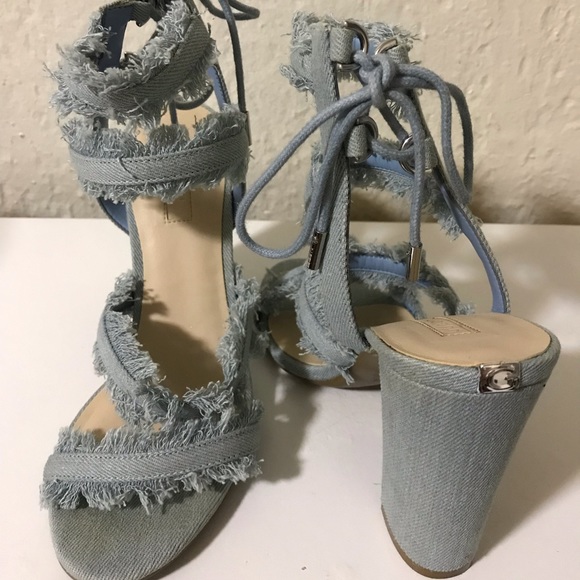 Guess Light Denim Heeled Sandals Size 6 - Picture 3 of 8